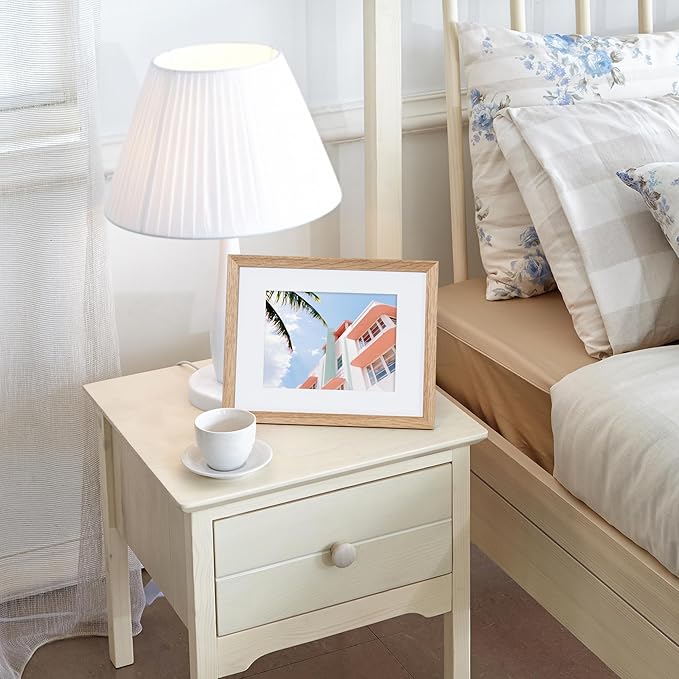 Axeman Solid Oak Wood Frame 8x10 With Mat - Plexiglass & Hanging Hardware Included - Wall & Tabletop Display - Natural