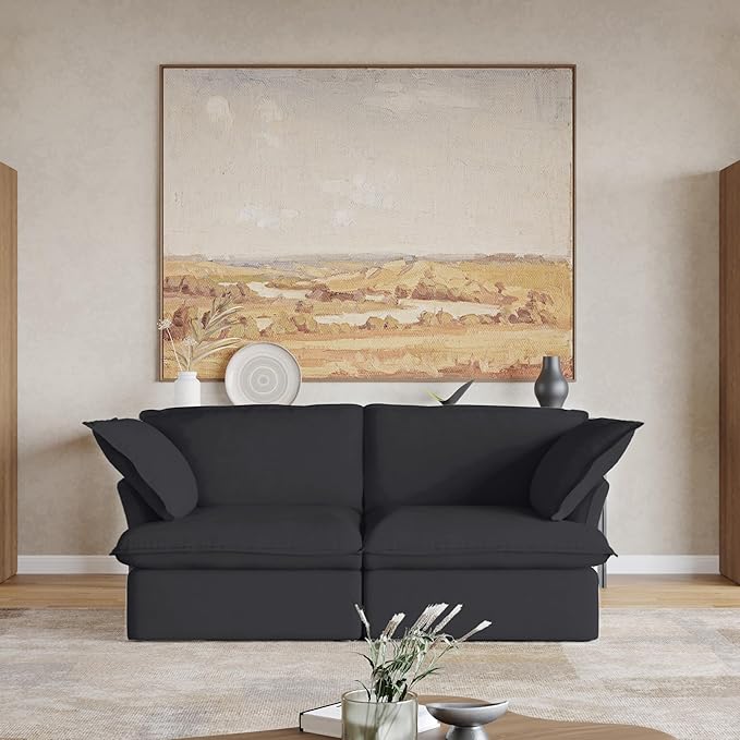 JACH Modern Couch for Living Room, Love Seat Modular Sectional Sofa, Cushion Covers Removable, Comfy Convertible Sectional Couches, Two Corners Sofa for Living Room Bedroom Office Apartment (Black)