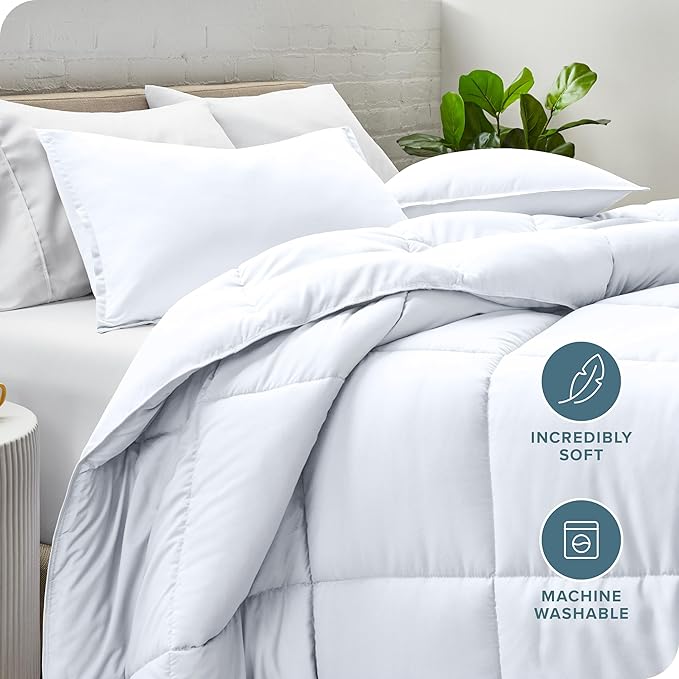 Bare Home Comforter Set - Oversized King Size - Ultra-Soft - Goose Down Alternative - Premium 1800 Series - All Season Warmth (Oversized King, White)