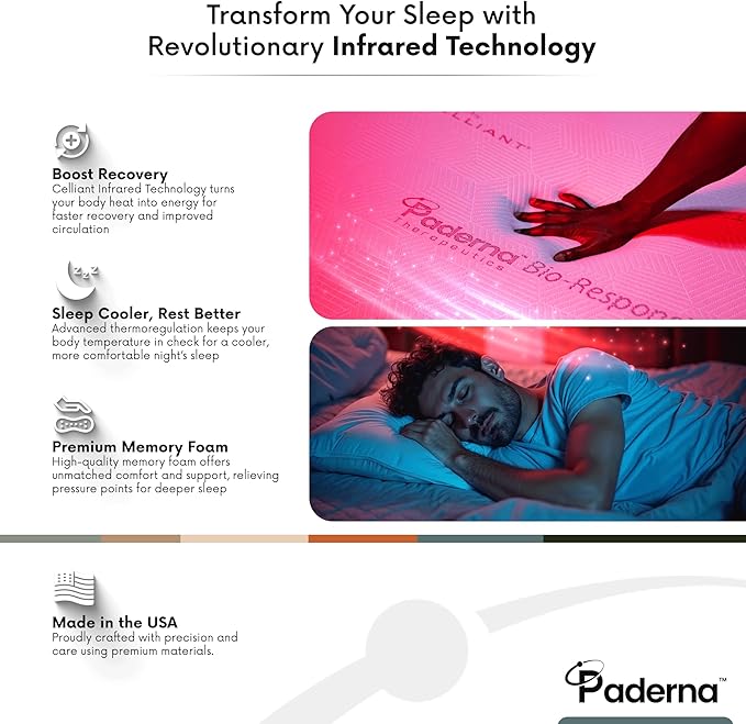 3" Celliant-Infused Memory Foam Mattress Topper – Comfort for California King Mattresses – Promotes Better Sleep & Circulation