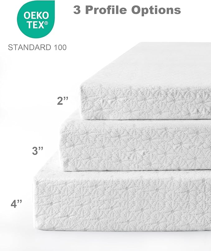 Ferlizer 3" [Queen] Firm Memory Foam Mattress Topper with Ultra Soft Cover & Corner Straps, CertiPUR-US Certified, Grey