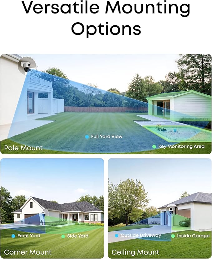 eufy PoE Bullet-PTZ Cam S4, NVR Add On Cam, 4K UHD Triple Lens, 122° FOV, 360° Pan and Tilt, 8× Hybrid Zoom, AI Tracking, Red and Blue Light, Color Night Vision, PoE Plug and Play, 24/7 Recording