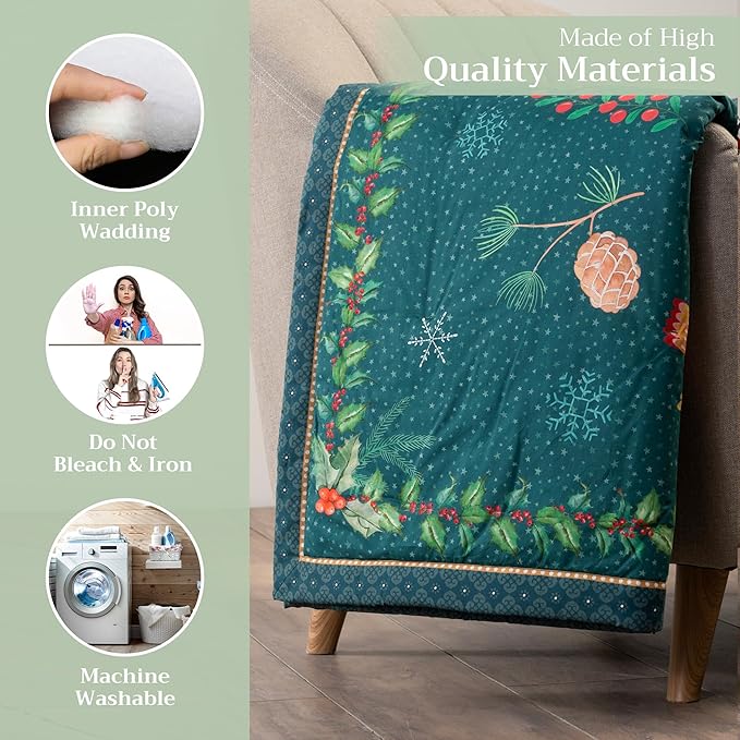 Maison d' Hermine Throw Blanket for Couch Lightweight Soft Warm Breathable Cotton Throw Blankets for Bed Girls Boys Women Men Gifts Sofa Travel Living Room Chair Bedding (50"x60", Hygge Christmas)