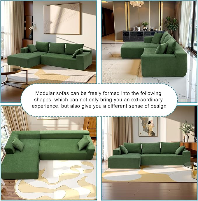 Sectional Couches for Living Room 109" L Shaped Cloud Couch Modern Modular Sectional Sofa Bad, Boneless Couch with Deep Seat, No Assembly Required (Chenille, Cream)