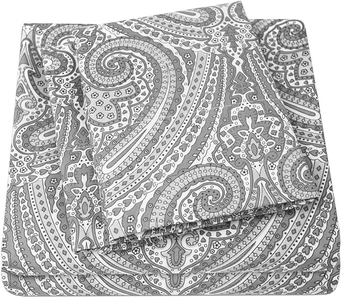 1500 Supreme Collection California King Sheet Sets Paisley - Luxury Hotel Bed Sheets and Pillowcase Set for California King Mattress - Extra Soft, Elastic Corner Straps, Deep Pocket Sheets, Paisley
