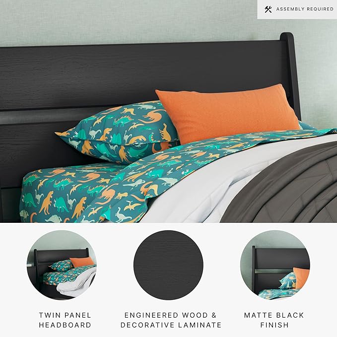 Signature Design by Ashley Socalle Modern Panel Headboard, Twin, Black