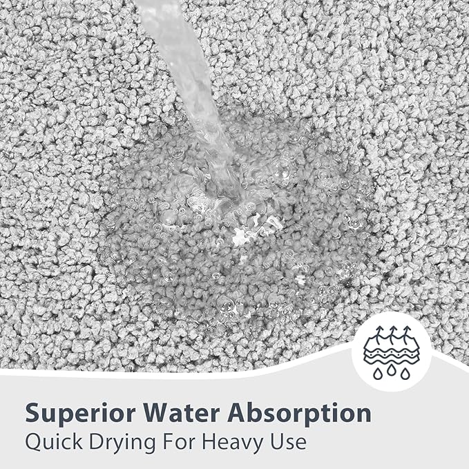 Bathroom Rugs 20" x 30", Non-Slip Extra Soft Absorbent Bath Rugs, Machine Washable Quick Dry Bath Mats for Bathroom Floor, Shower, Bathtub and Sink, Light Grey & Grey