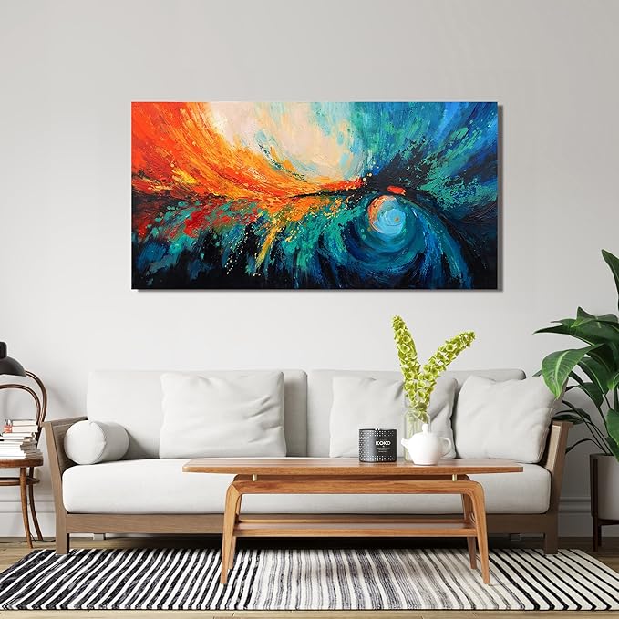 Canvas Wall Art Decor Wall Art Pictures For Living Room Blue Green Wall Art Decor Canvas Abstract Art Work Colorful Abstract Wall Art Paintings Prints For Bedroom Office Kitchen Wall Decor 20" x 40"