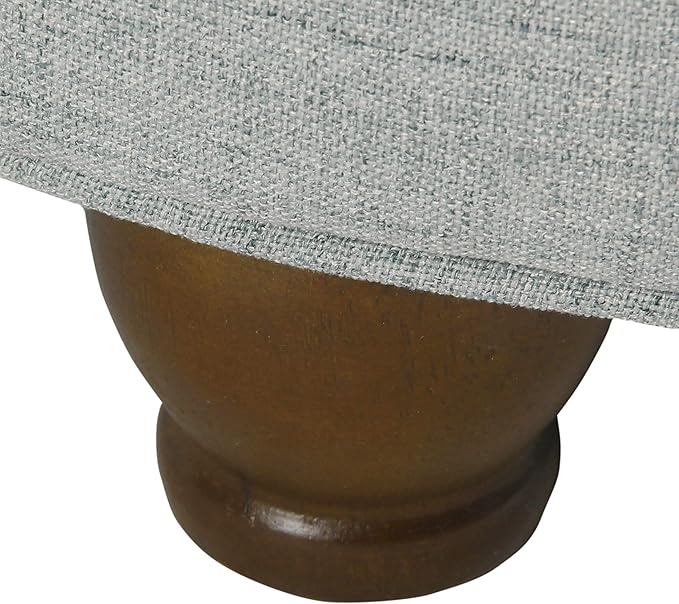 Homepop Home Decor | Button Tufted Woven Round Storage Ottoman | Ottoman with Storage for Living Room & Bedroom (Light Blue)