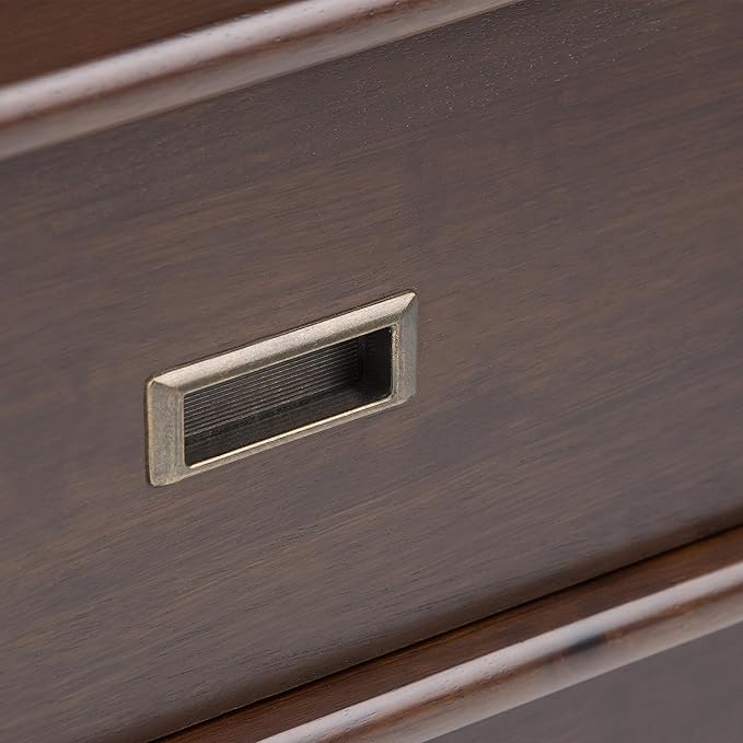 SIMPLIHOME Draper SOLID HARDWOOD 48 inch Wide Rectangle Mid Century Modern Coffee Table in Medium Auburn Brown for the Living Room and Family Room