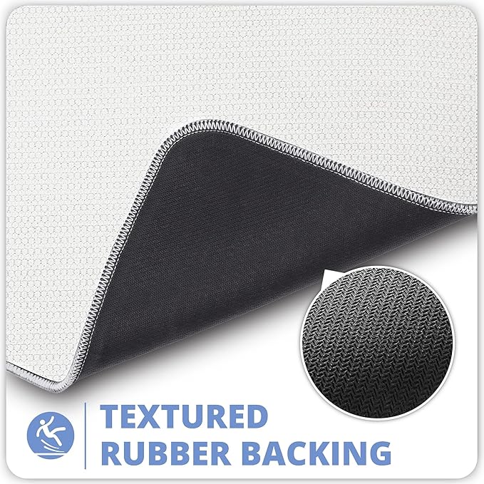 Bath Mat,Ultra Thin Bathroom Rugs,Rubber Bath Mats for Bathroom,No Slip Bath Rugs,Quick Dry,Machine Washable,Low Pile,Absorbent,Shower Outside,Sink,Home Decor Accessories.White,1'5"x2'3"(2 Pack)