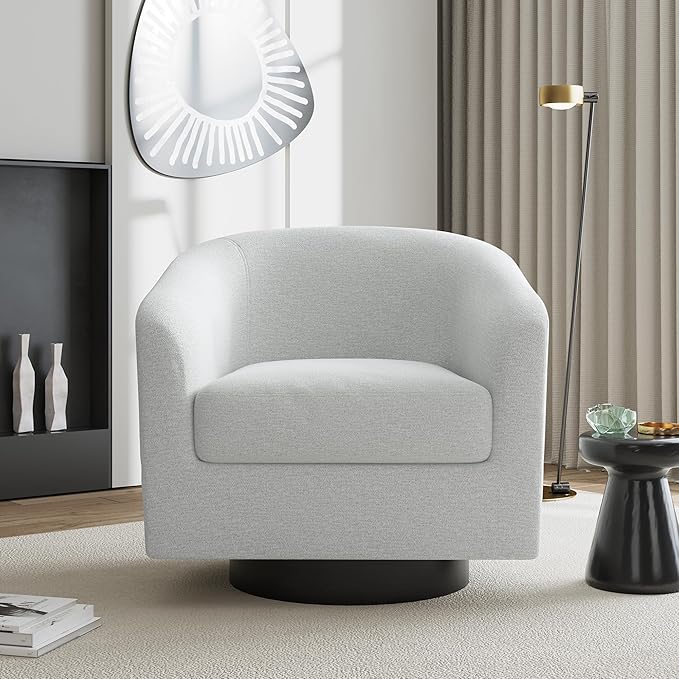 UIXE Swivel Accent Chairs Set of 4, Chenille Barrel Chair Upholstered Armchair for Living Room, Modern Round Arm Chair Small Single Sofa Bedroom Reading Seat - Beige