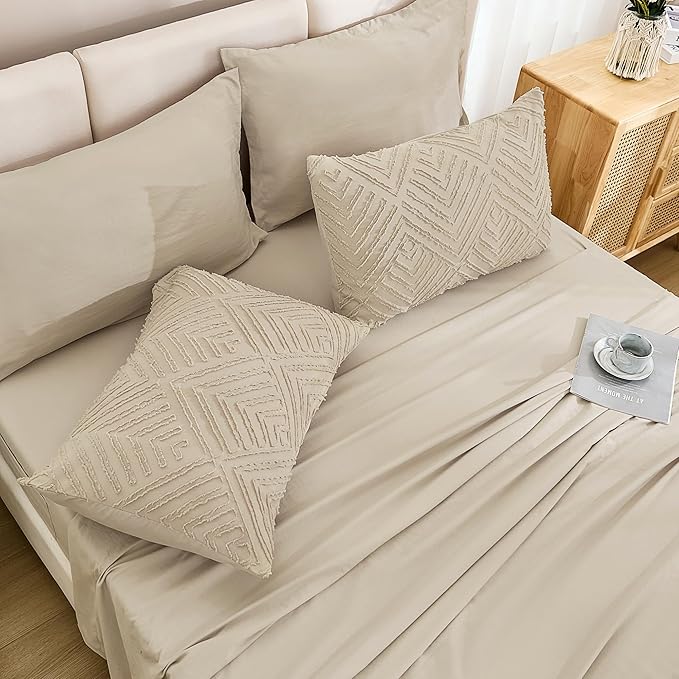 Andency California King Comforter Set Khaki - 7 Pieces Bed in a Bag Cal King Bedding Comforter Sets, Tufted Lightweight Fluffy Bed Set with Comforter, Sheets, Pillowcases & Shams