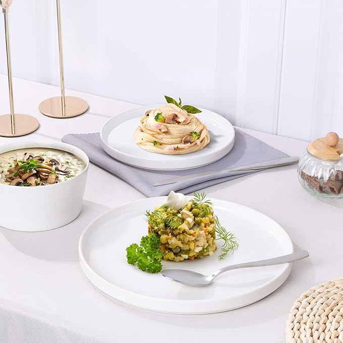 Herogo 18 Pieces Stoneware Dinnerware Dishes Set for 6, Dinner Plates and Bowls Sets, Reactive Glaze, Chip & Crack Resistant, Microwave & Dishwasher Safe, Speckled White