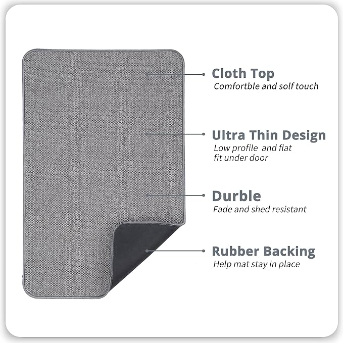 Bath Mat,Ultra Thin Bathroom Rugs,Rubber Bath Mats for Bathroom,No Slip Bath Rugs,Quick Dry,Machine Washable,Low Pile,Absorbent,Shower Outside,Sink,Home Decor Accessories.Grey,1'5"x2'3"(2 Pack)