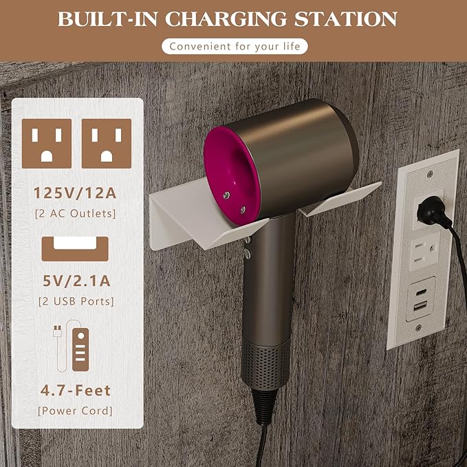 55'' Farmhouse Vanity Desk with Mirror and Lights, Large Makeup Table with Charging Station, Glass Tabletop & 5 Drawers, Rustic Dressing Table for Bedroom, Light Grey