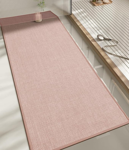 chakme Bathroom Rugs Mat 59x17, Ultra Thin Non Slip Bath Mats Runner Quick Dry Absorbent Bath Mat for Bathroom Floor, (Pink, 59"x17")