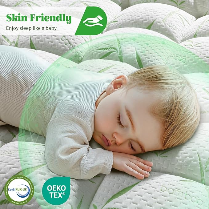 Mattress Topper King Size,Viscose Made from Bamboo Pillow Top Mattress Topper,1200 GSM Cooling Mattress Pad,2In Extra Thick Pillow Top for Back Pain with 8"-18" Deep Pocket(78"x80")