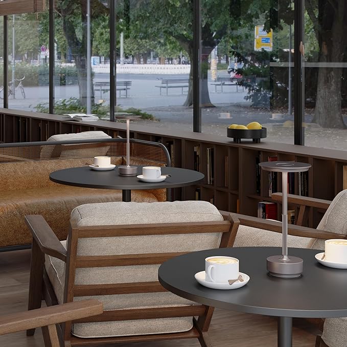 Rechargeable Table Lamps Cordless, Portable 5000mAh Outdoor Table Light, 3 Color Stepless Dimming LED Table Lamp with Memory Function, for Home/Dinner/Patio/Restaurant.(Champagne Gold)