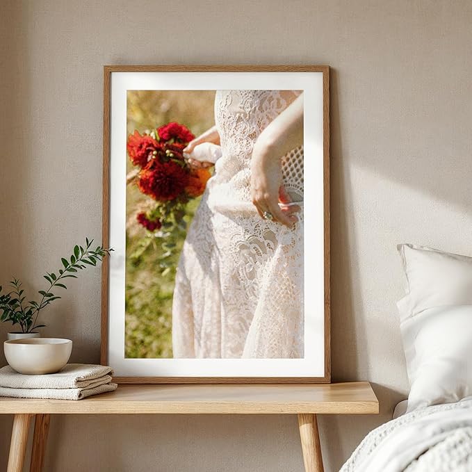 Axeman 24x34 Frame | Solid Oak Wood 24x34 Poster Frame With Mat for 20x30 | 34x24 Wood Picture Frame | Tempered Glass and Hanging Hardware Included Home Wall Decor Art Hanging Frame | Walnut