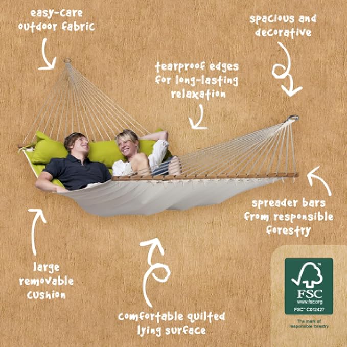 LA SIESTA® Alabama Avocado - Weather-Resistant Quilted Spreader Bar Hammock Size King