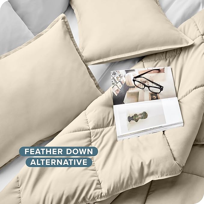Bare Home Comforter Set - King/California King Size - Ultra-Soft - Goose Down Alternative - Premium 1800 Series - All Season Warmth (Sand)
