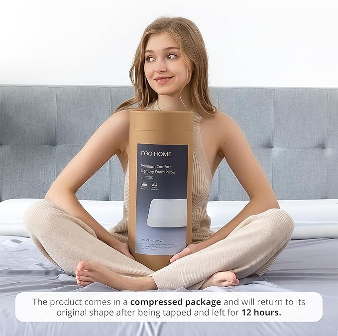 Memory Foam Pillows, Bed Pillow for Sleeping, Cooling Pillows for Neck and Shoulder Pain, Soft Pillow for Side Sleepers, Standard Pillow Cube, Back Neck Support Pillow for Bed (1 Pack, 4" H)