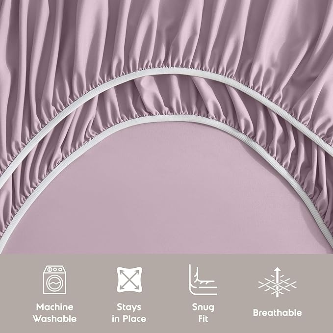 Nestl Twin XL Sheet Set - College Dorm Size - Luxury 1800 Ultra-Soft Microfiber Twin Extra Long Bed Sheets - Deep Pockets - Easy Fit - Extra Soft - 3 Piece Set (Twin XL, Dusty Purple)