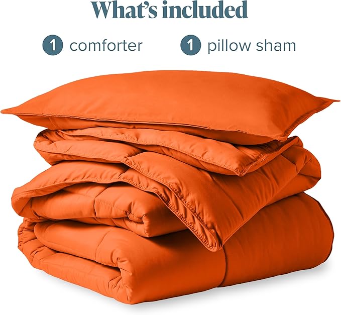 Bare Home Comforter Set - Twin/Twin Extra Long Size - Ultra-Soft - Goose Down Alternative - Premium 1800 Series - All Season Warmth (Twin/Twin XL, Orange)
