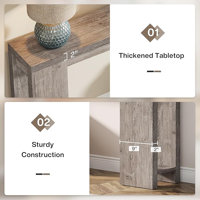 Tribesigns 70.9-Inch Extra Long Console Table, Farmhouse Wood Sofa Table Behind Couch, Narrow Entryway Accent Table for Living Room, Hallway, Entrance, Foyer, Grey