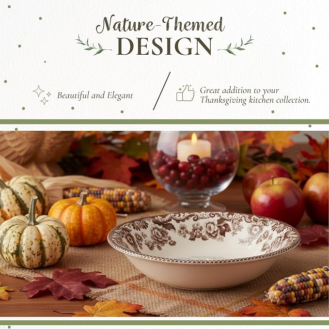 Spode Woodland Ascot Cereal Bowl, Red Fox – 8" Fine Earthenware Bowl Made in England, Versatile for Oatmeal, Salads & Desserts, Charming Wildlife Design – Microwave & Dishwasher Safe