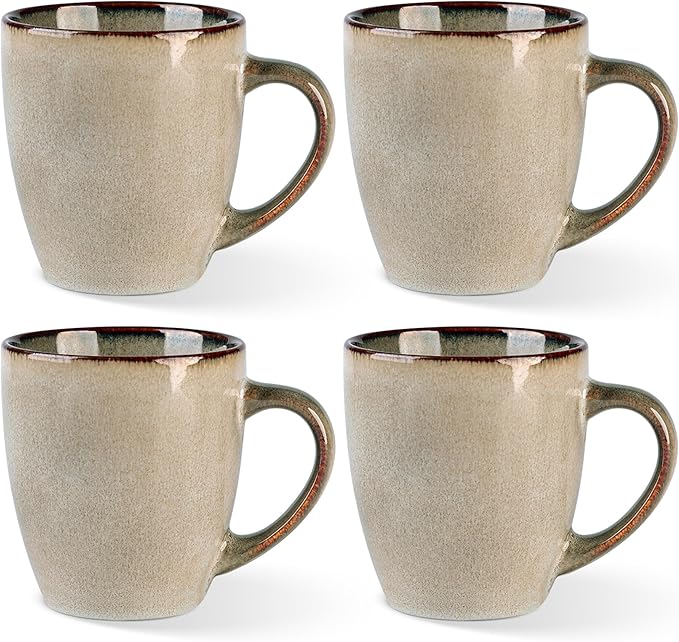 GBHOME Ceramic Coffee Mugs Set of 4, 12oz Stoneware Coffee Mugs Set For Dad Mom Women MEN, Light Weight Ceramic Coffee Cups for Latte/Tea/Beer/Hot Cocoa, Dishwasher & Microwave Safe