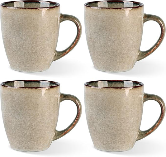 GBHOME Ceramic Coffee Mugs Set of 4, 12oz Stoneware Coffee Mugs Set For Dad Mom Women MEN, Light Weight Ceramic Coffee Cups for Latte/Tea/Beer/Hot Cocoa, Dishwasher & Microwave Safe