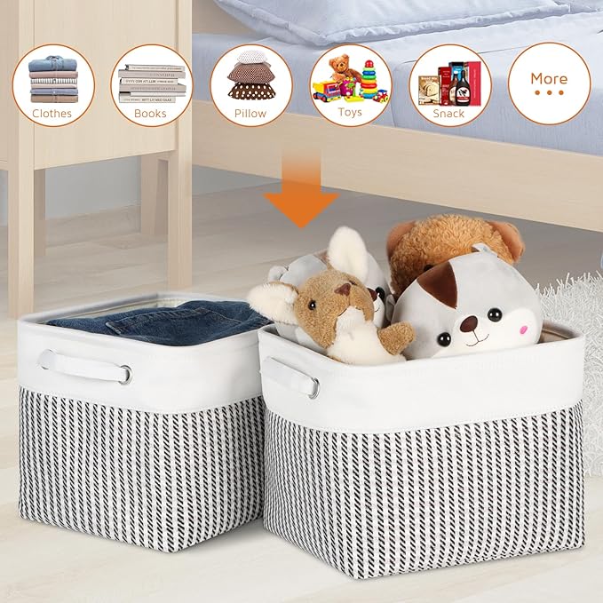 Kntiwiwo Foldable Storage Bin Collapsible Basket 12" x 10" x 9.5" Cube Storage Organizer Bins with Dual Carry Handles for Home Closet Shelves Drawers Organizer, Set of 3, Houndstooth