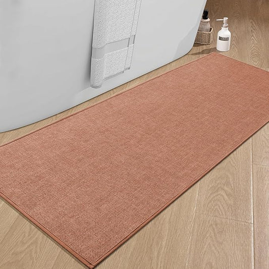 chakme Bathroom Rugs Mat 59x24, Ultra Thin Non Slip Bath Mat Large Quick Dry Absorbent Bath Mat for Bathroom, (Dark Pink, 59"x24")