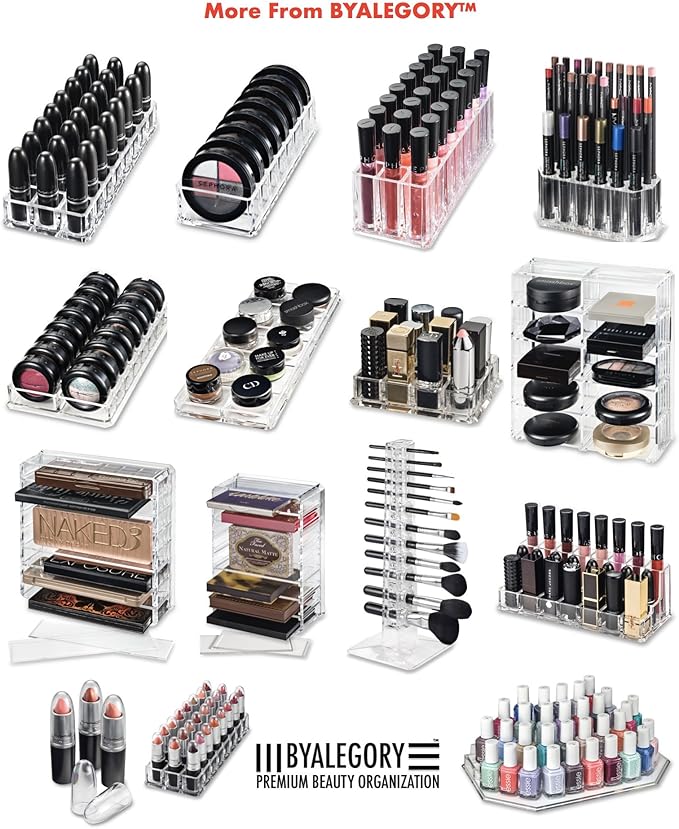 BY ALEGORY Acrylic Makeup Brush Organizer Slim Handle Storage Holder 26 Space Organization Cosmetic Storage Display Case Refillable Container (2)