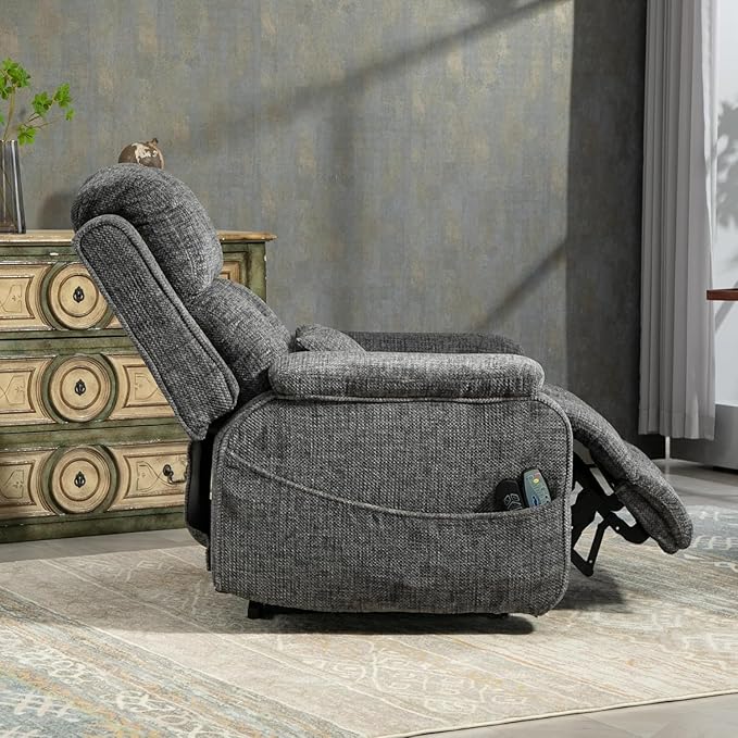 Power Lift Recliner Chairs for Elderly - Infinite Position Lay Flat Recliner with Heat & Massage Side Storage Cup Holder - USB Type C Charging - Dual Motor Lift Chair 400 lbs