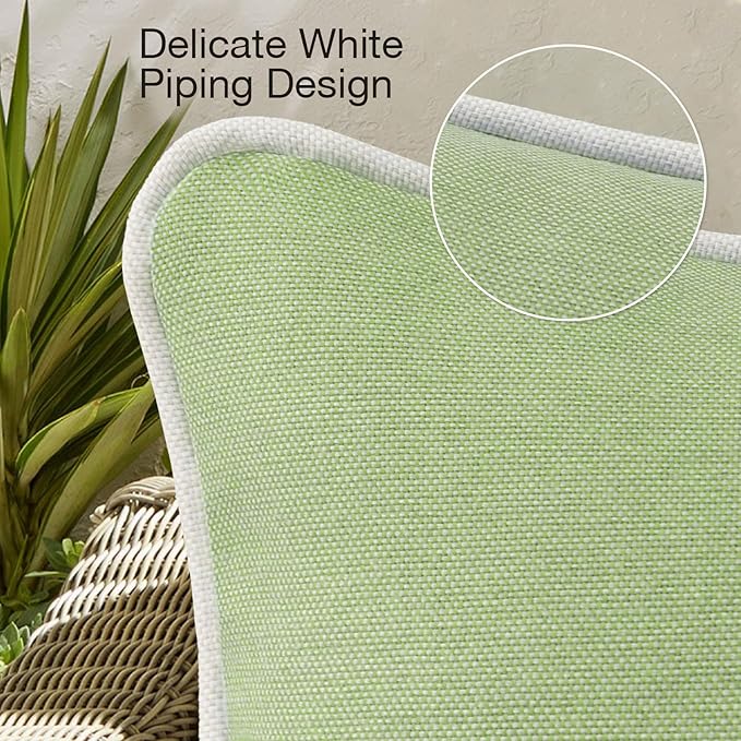 Decorative Outdoor Water Repellent Throw Pillows with Inserts, Set of 4, 18" x18" Pillows for Patio, Backyard, Bed, Couch, and Patio Furniture, Seaweed Green