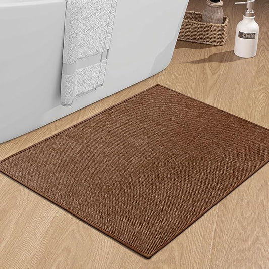 chakme Bathroom Rugs Mat 36x24, Ultra Thin Non Slip Bath Mat Large Quick Dry Absorbent Bath Mat for Bathroom Floor, (Rust, 36"x24")