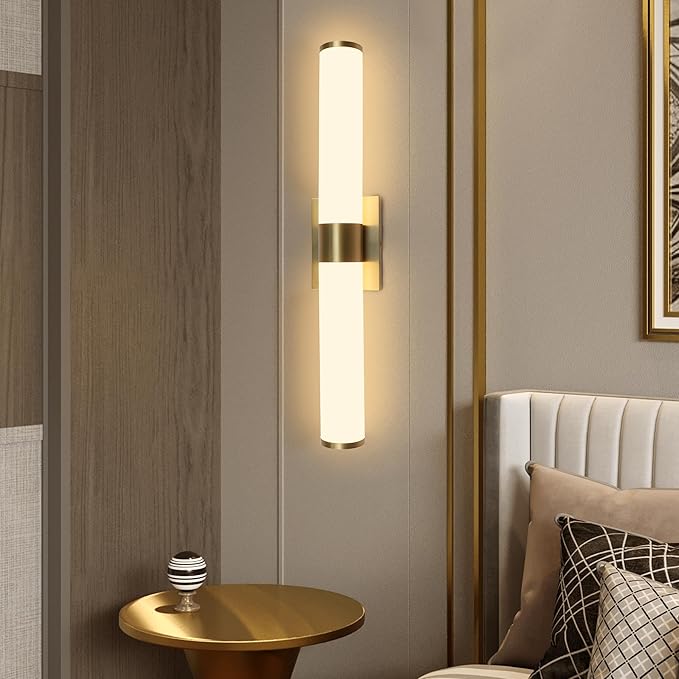 Kalium 24in Modern Wall Sconces, Dimmable Bathroom Vanity Lights, 3000K Warm White LED Indoor Sconces Lighting for Bathroom, Stairs, Living Room, Bedroom. Hardwired.