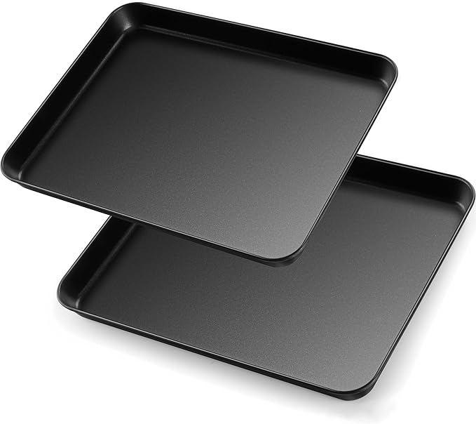 Herogo Baking Sheet Pan Set, Nonstick Carbon Steel Cookie Sheet Bakeware Set for Oven, 9.4×12.2×1 Inch Multipurpose Kitchen Cookware 2 Pack, Non-toxic & Heavy Duty & Easy Clean-Medium