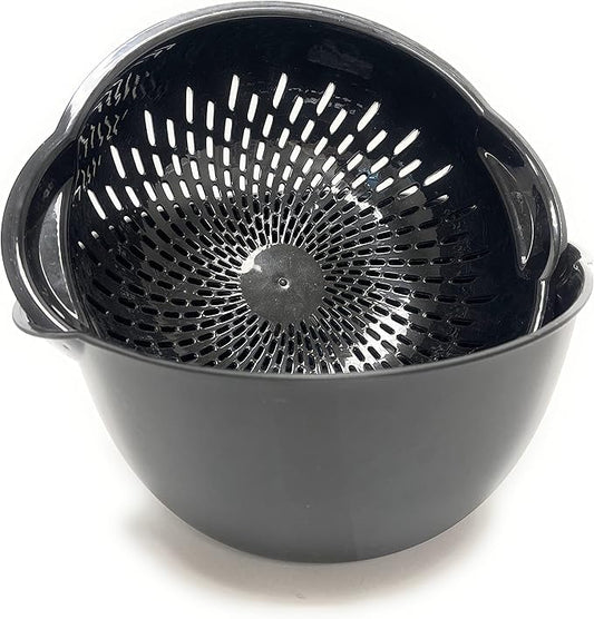 Mintra Home Mixing Bowl with Colander/Strainer 2 Piece (Large 4.5L, Black)