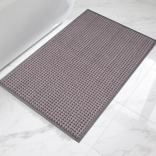 Bathroom Rugs Non Slip Washable, Super Absorbent Thin Bath Mat for Small Quick Dry Low Pile Bathroom Rug, (Light Gray, 36″x24″)