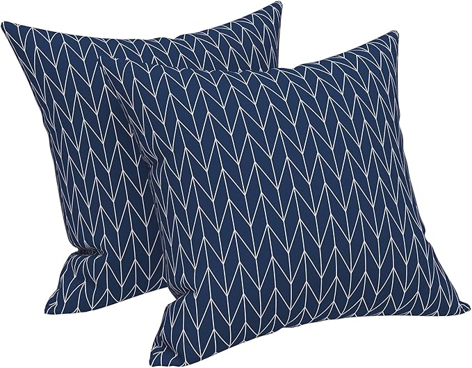 LVTXIII Outdoor/Indoor Pillow Covers ONLY, Square Throw Pillow Covers, Modern Cushion Cases for Sofa Patio Couch Decoration 18 x 18 Inch, Pack of 2, Herringbone Navy