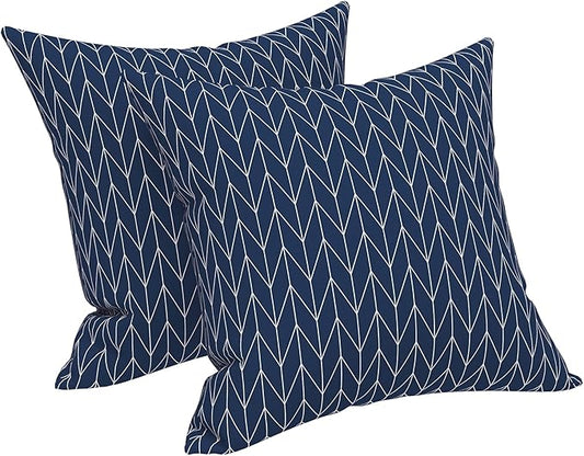 LVTXIII Outdoor/Indoor Pillow Covers ONLY, Square Throw Pillow Covers, Modern Cushion Cases for Sofa Patio Couch Decoration 18 x 18 Inch, Pack of 2, Herringbone Navy