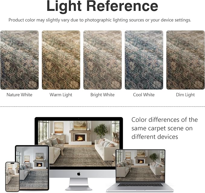 FMFUNCTEX 8x10 Washable Area Rug Brown Vintage Neutral Distressed Large Non Slip Carpet for Living Room Bedroom Soft Low Pile Indoor Mat Retro Throw Rug for Dining Room Kitchen Office Nursery, Multi