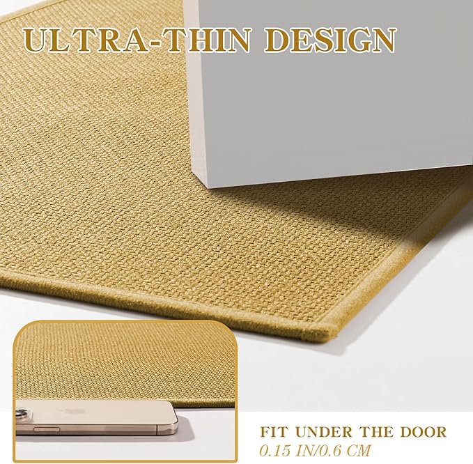 chakme Bathroom Rugs Mat 47x17, Ultra Thin Non Slip Bath Mat Runner Quick Dry Absorbent Bath Mat for Bathroom Floor, (Yellow, 47"x17")