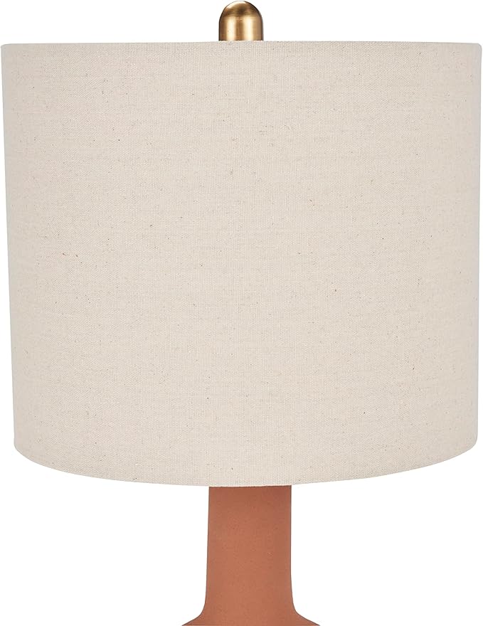 Nourison Home 22" Orange Terracotta Ceramic Table Lamp for Modern, Transitional, Bedside Table, Living Room, Dining, Entryway