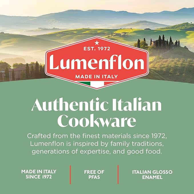 Deco 9.5” Nonstick Frying Pan Skillet, Made in Italy, Diamond Ceramic PFAS-Free, Dishwasher & Metal Utensil Safe, Durable Gloss Enamel Finish, Stay-Cool Handle, High Walls-Extra Room, Blue