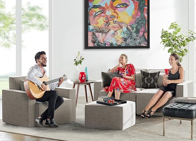 ELUCHANG 120" Modular Sectional Sofa, 4 Seater Large Convertible Sectional Couches, Oversized Modern Boucle Sofa, Comfy Deep Seat Sofa for Living Room, Oatmeal